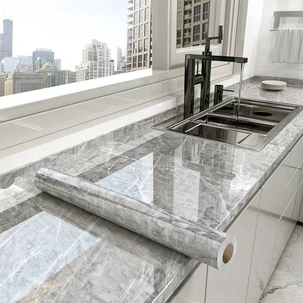 Marble Kitchen Peel and Stick PVC Wallpaper Film Countertops