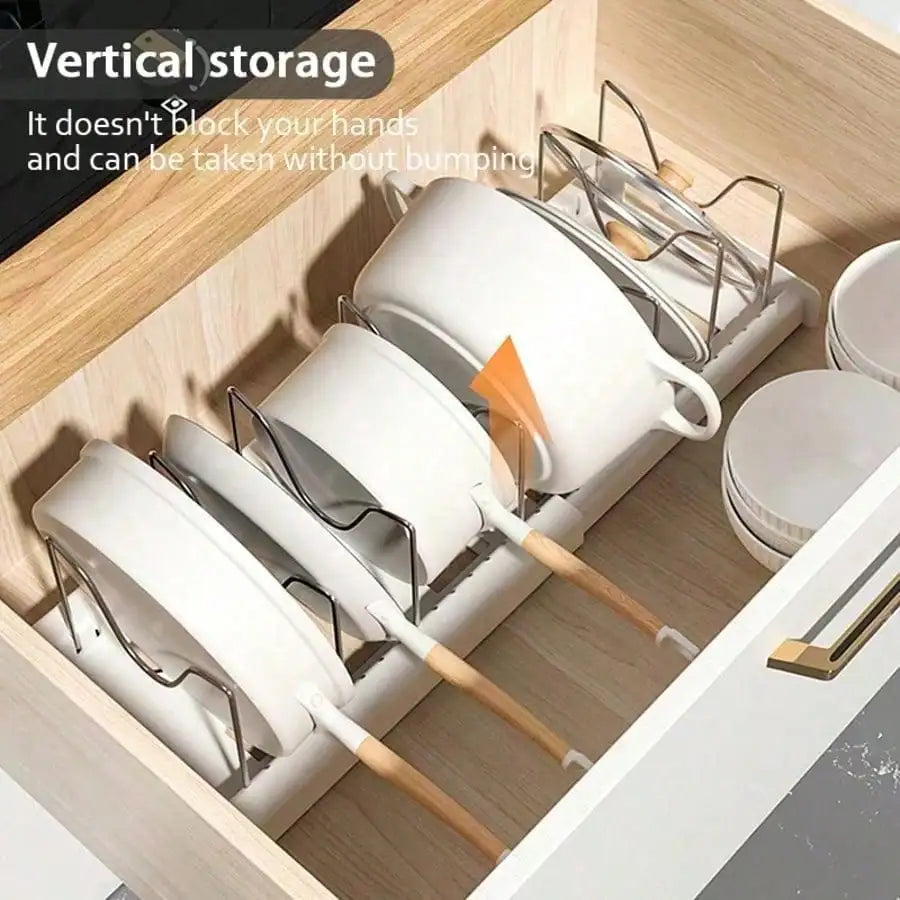 Premium Stainless Steel Pull Out Pot Lid Organizer Rack