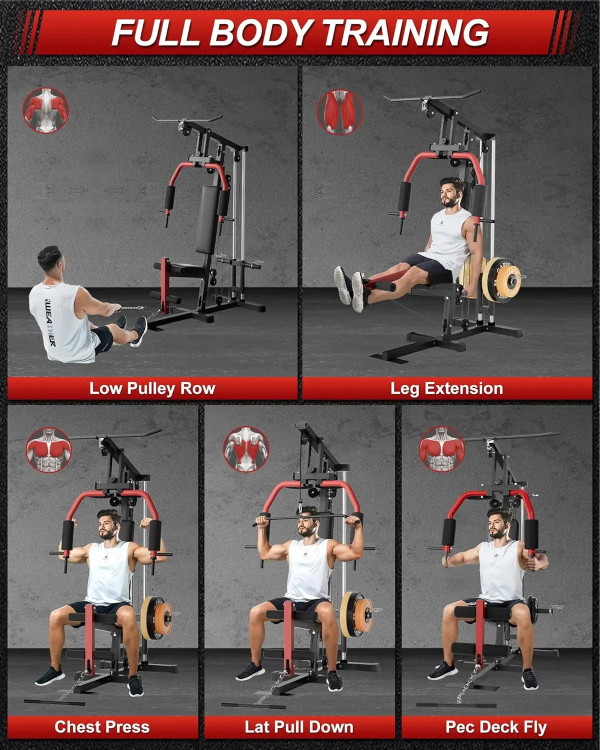 HiMISS Home Gym Machine for Full Body Strength Training Chest Press Lat Pulldown