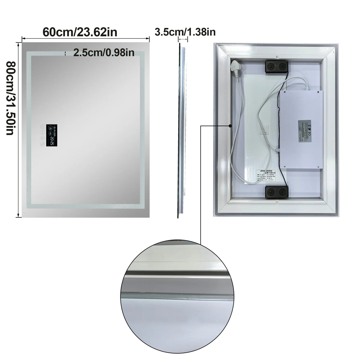 Led Bathroom Mirror With Bluetooth Speaker Anti Fog Dimmable Backlit Lights