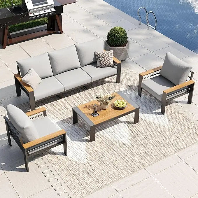 Outdoor Patio Conversation Furniture Set With Coffee Table