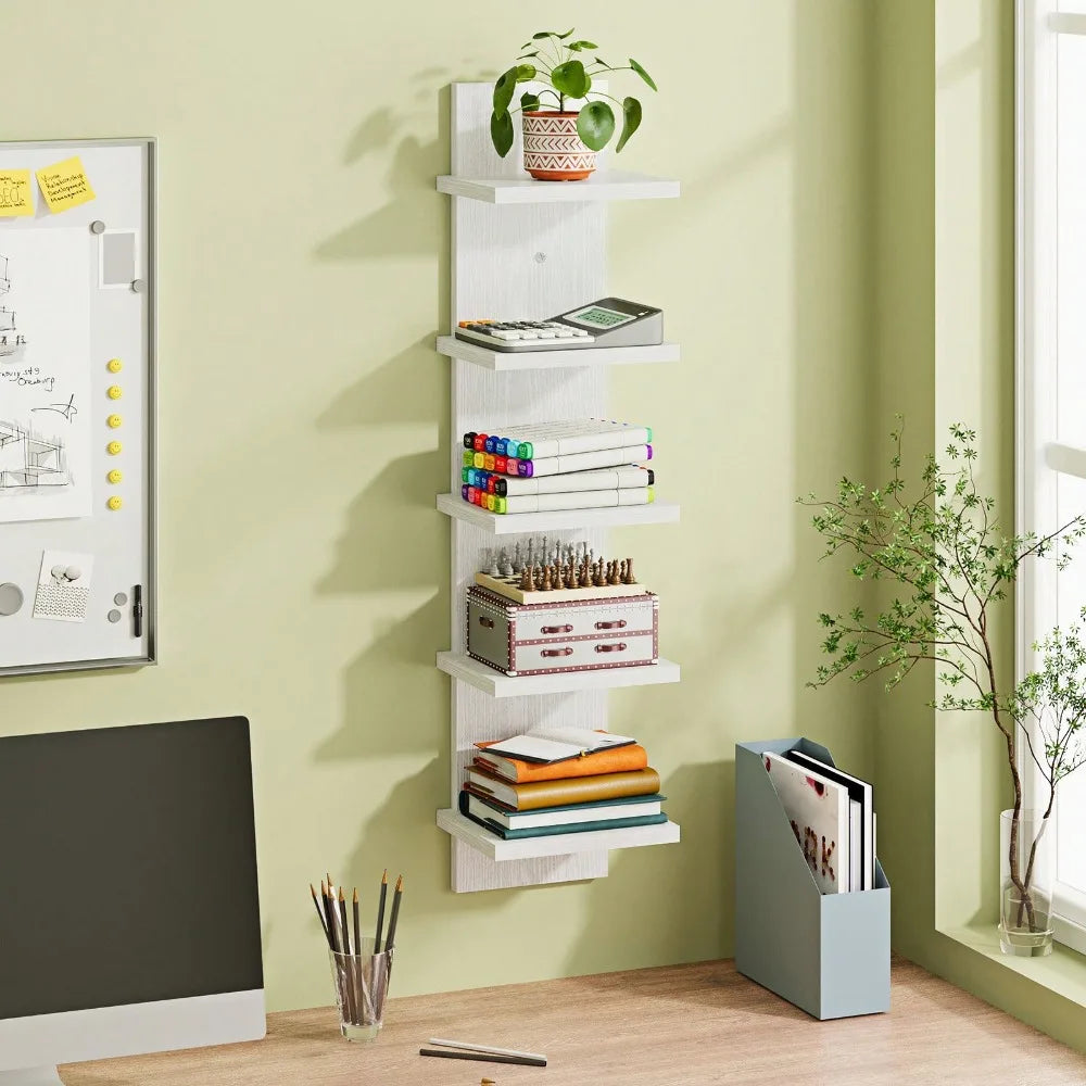Five-Tier Wall Mounted Shelf Versatile Storage Display Rack For Bedroom