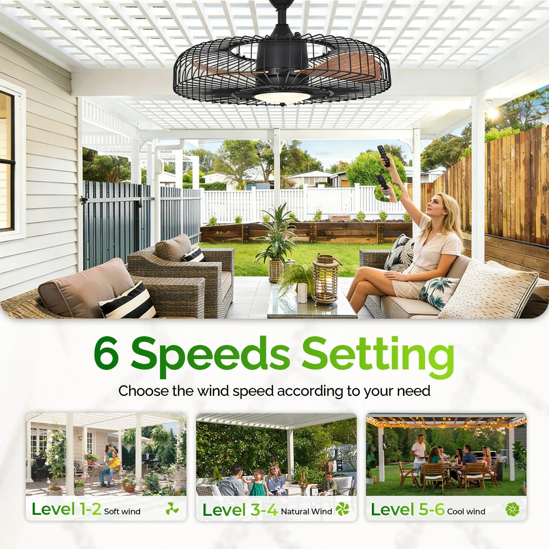 Orison 24 Inch Outdoor Ceiling Fan With Light And Remote