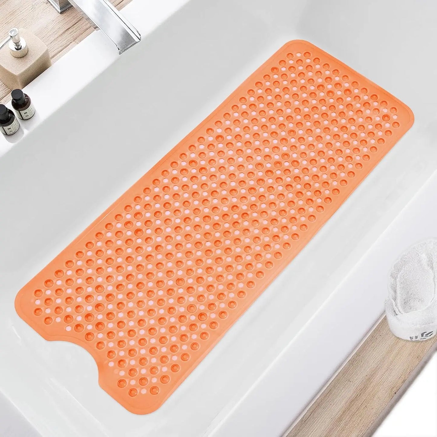 Non Slip Bath Tub Mat With Drain Holes And Suction Cups
