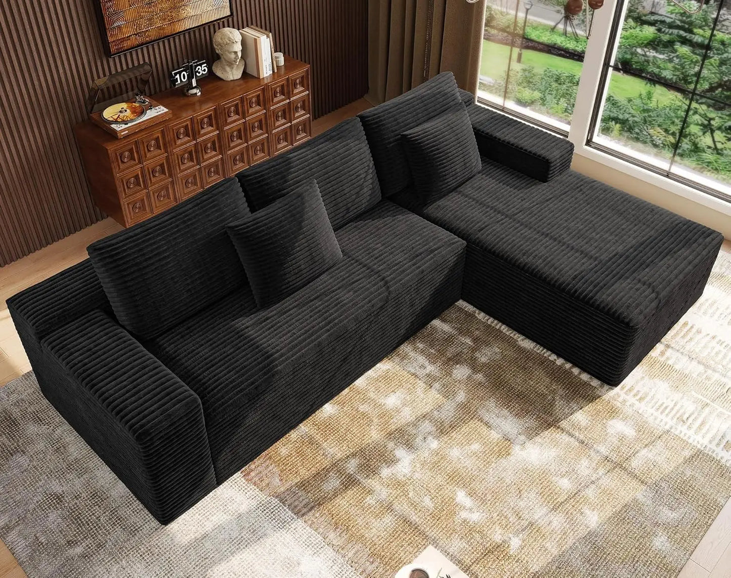Modular L Shape Sectional Sofa With Deep Seats