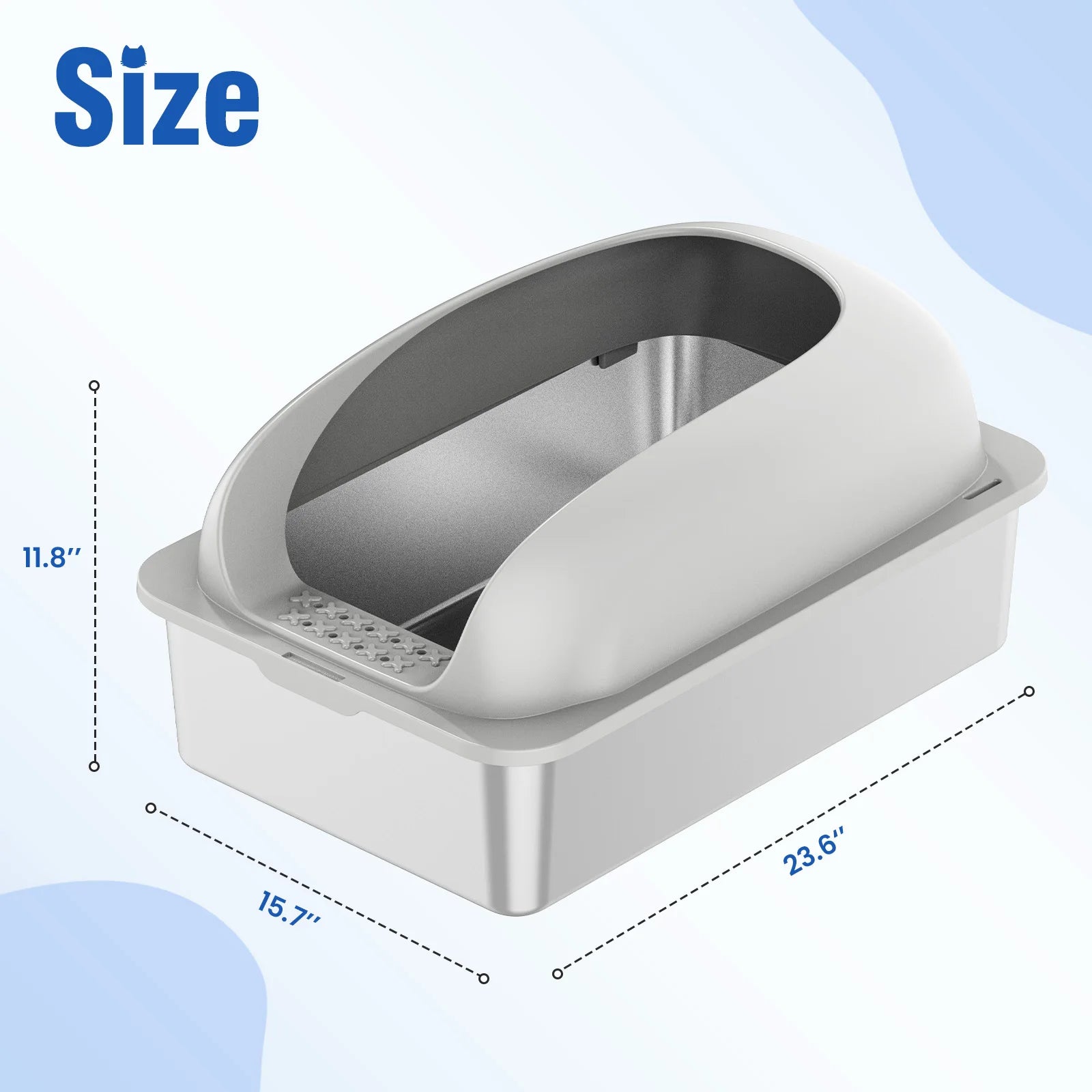 Stainless Steel Cat Litter Box Lid Scoop Mat Included