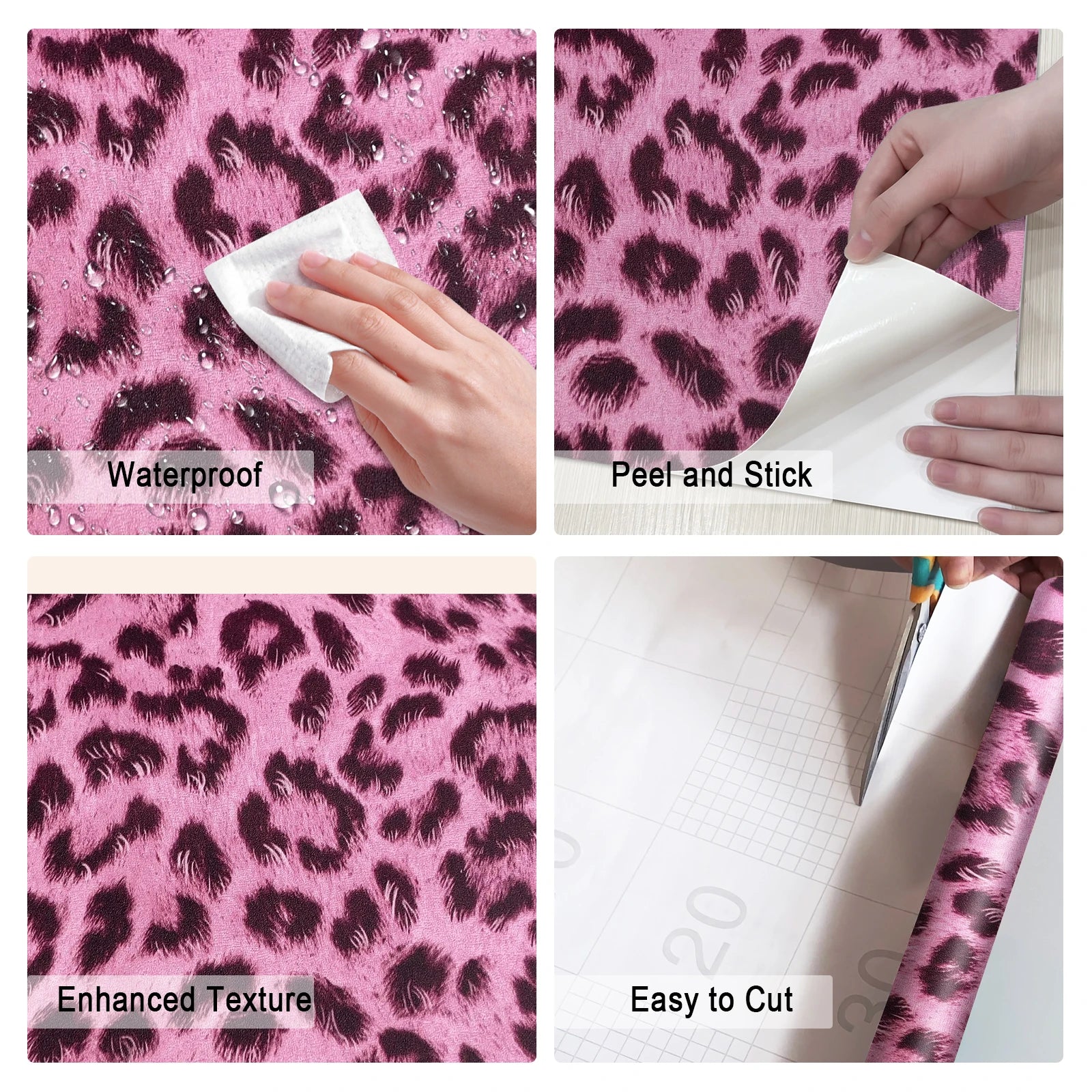 Peel And Stick Leopard Print PVC Wallpaper For Decor