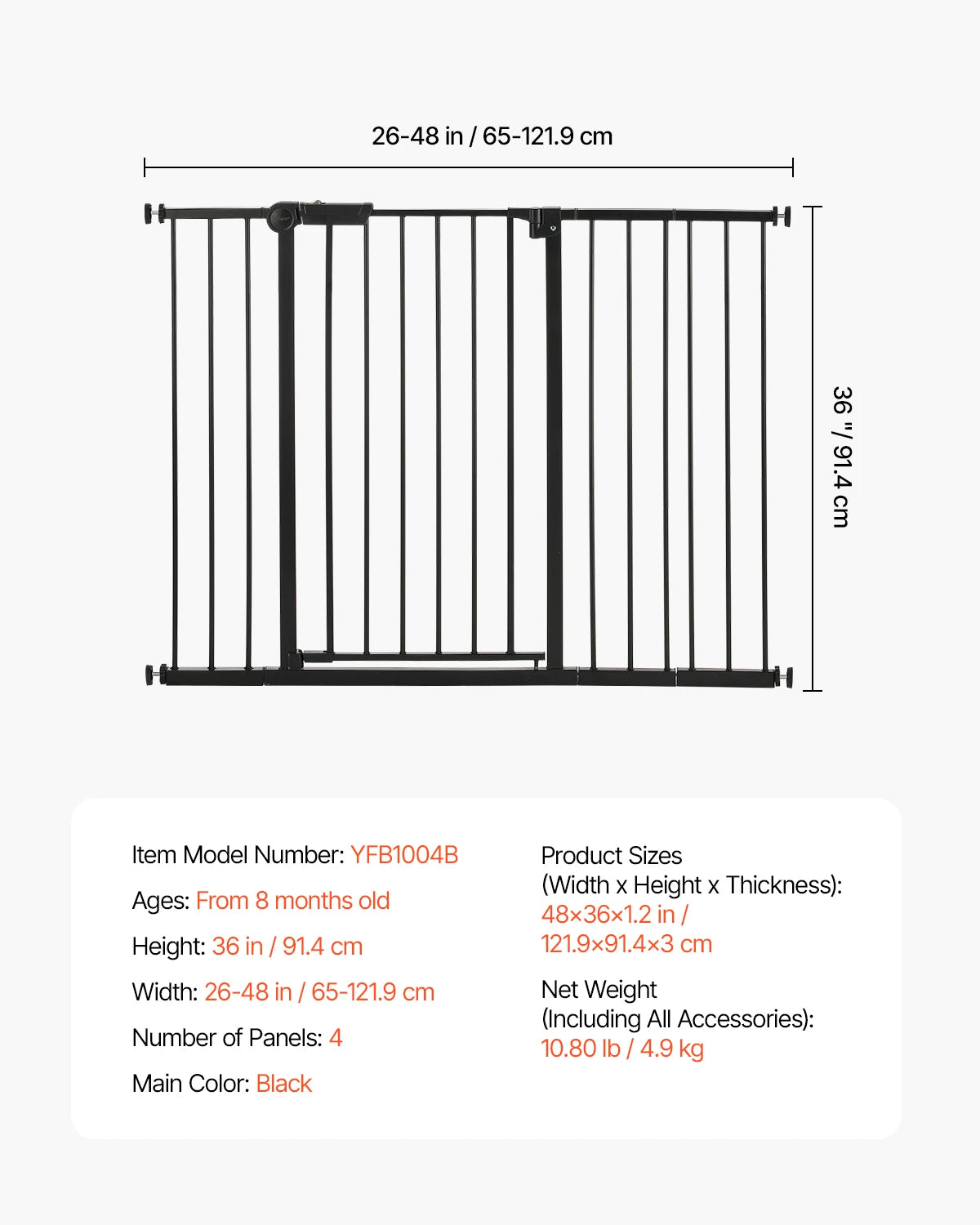 SucceBuy Walk Through Baby And Dog Gate For Home Safety