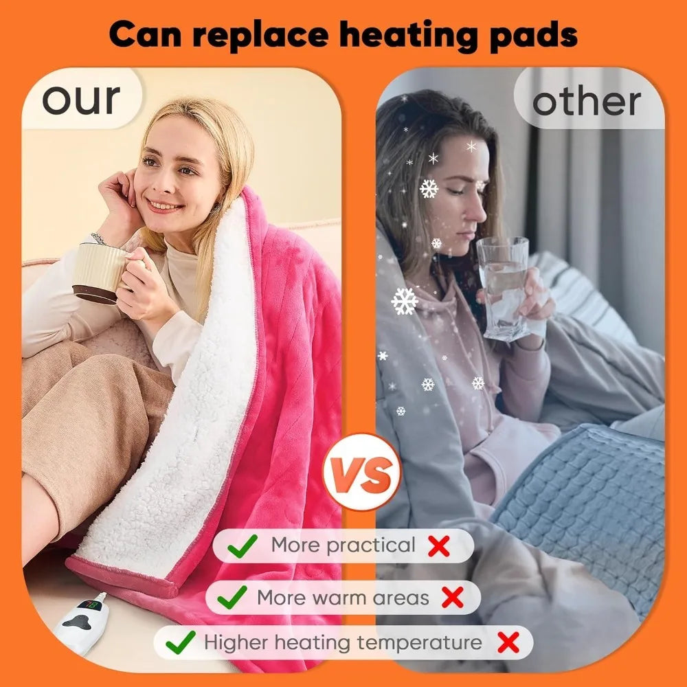 Electric Heated Fleece Blanket Throw With 10 Heat Levels Auto Off