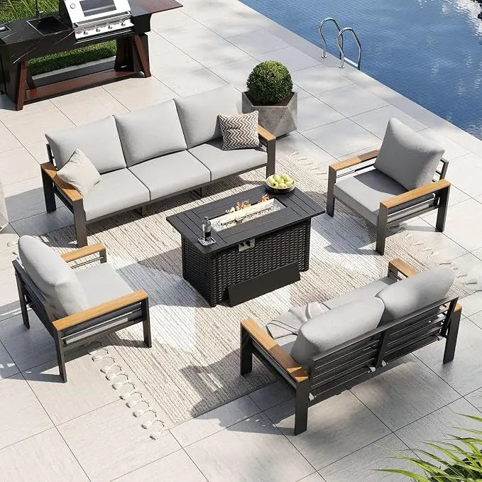 Outdoor Patio Conversation Furniture Set With Coffee Table