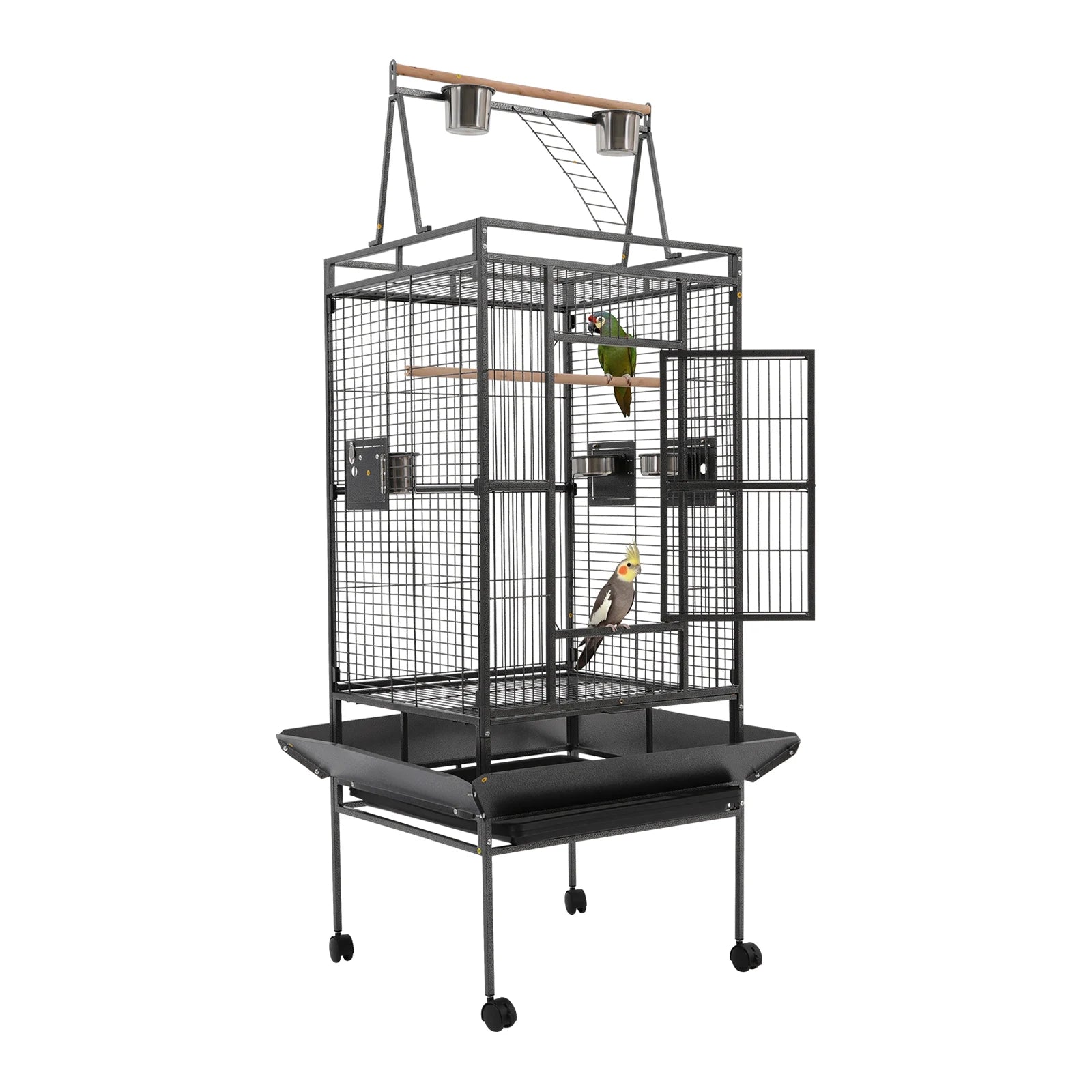 Parrot Cage With Lockable Wheels Rolling Aviary For Medium Parrots