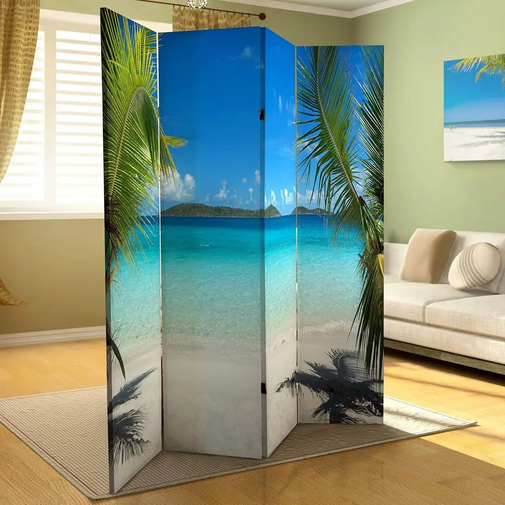 Double Sided 4-Panel Room Divider Screen Freestanding Privacy