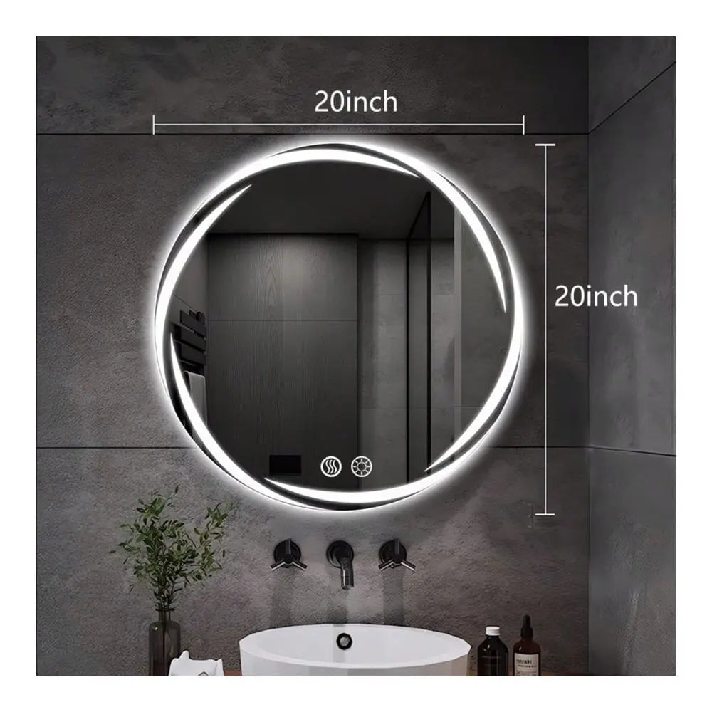 Circular LED Bathroom Mirror With Lights AntiFog Dimmable Vanity