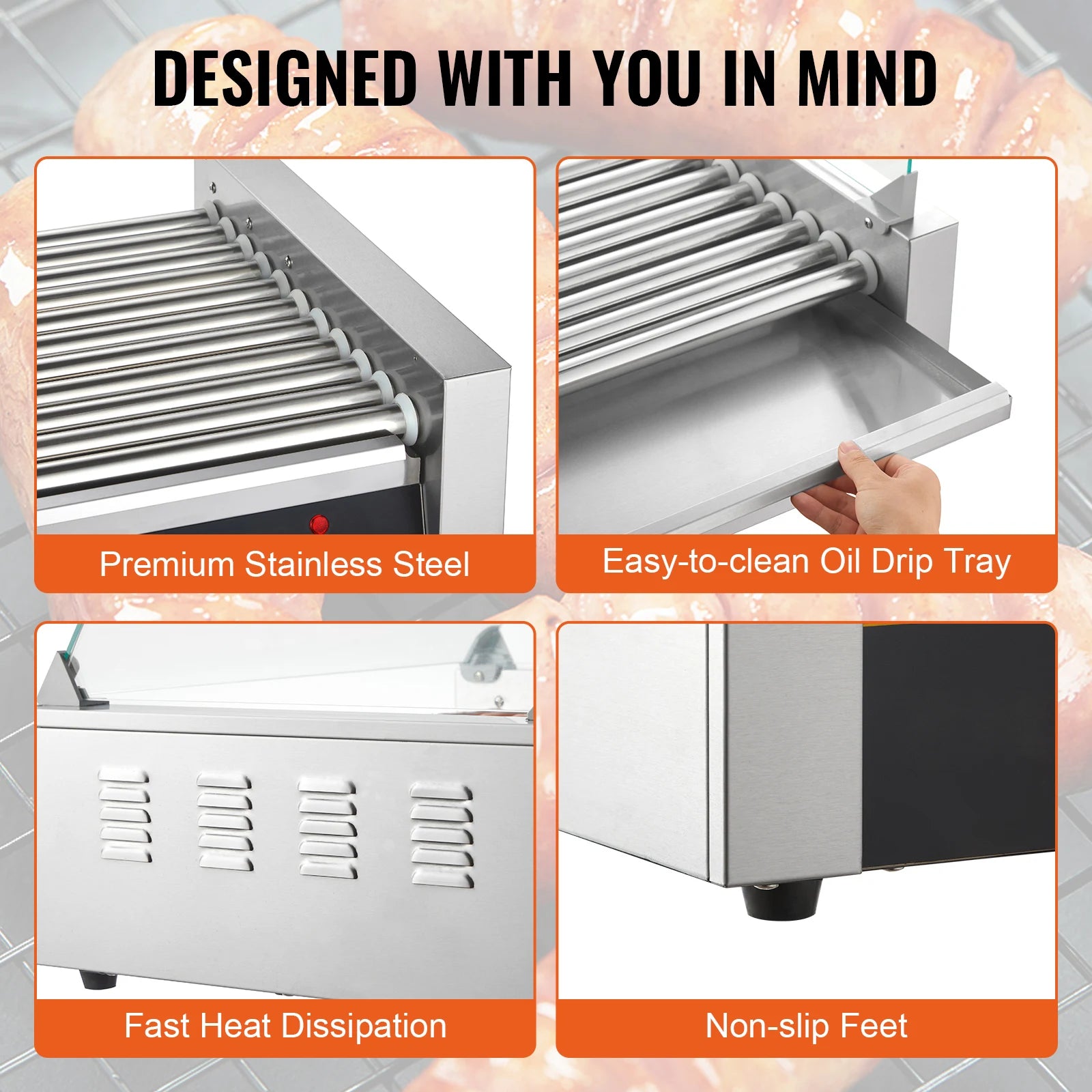 SucceBuy Commercial Hot Dog Roller Electric Sausage Maker 110V