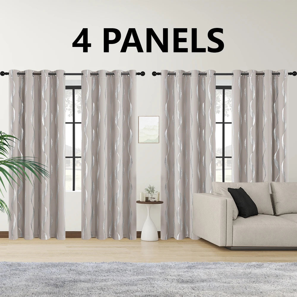 NONECN Blackout Curtains Thermal Insulated Room Darkening For Bedroom