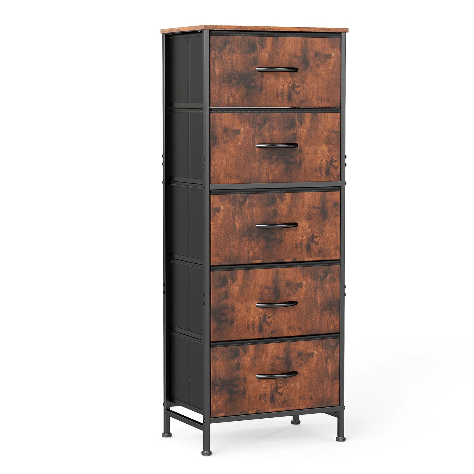 JHK Bedroom Dresser With Five Fabric Drawers And Steel Frame