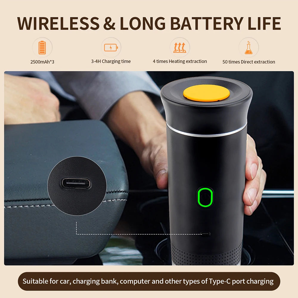 obecilc Wireless Portable Espresso Coffee Maker for Car and Home