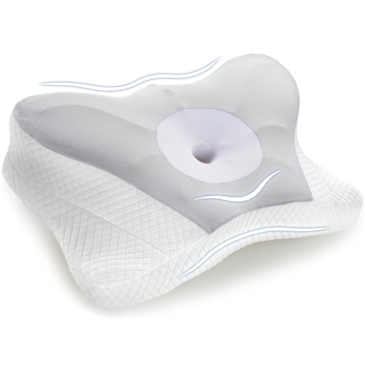 JHK Ergonomic Cervical Contour Memory Foam Pillow with Cooling Pillowcase