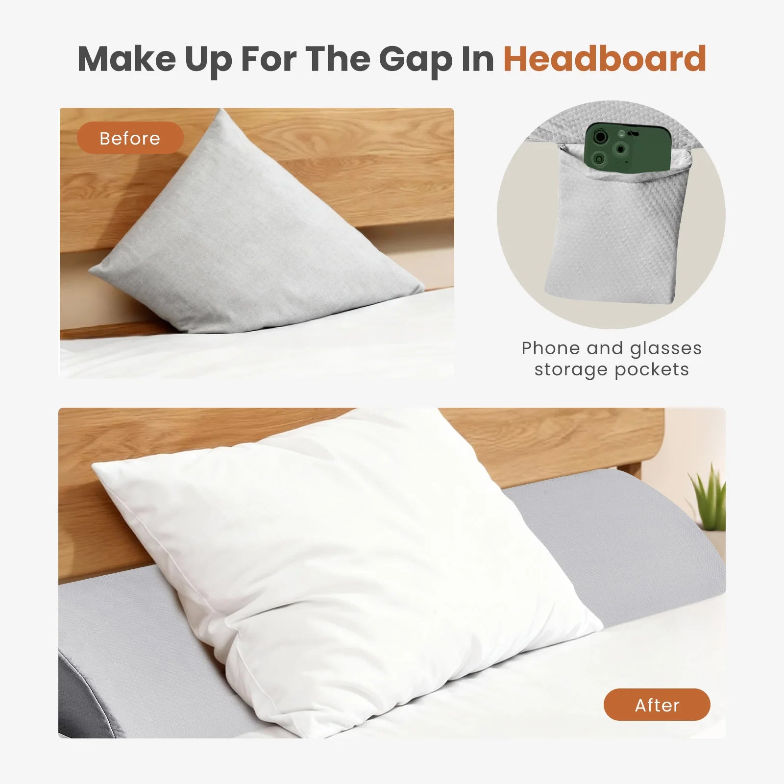 JHK Ergonomic Memory Foam Wedge Pillow With Cooling Cover