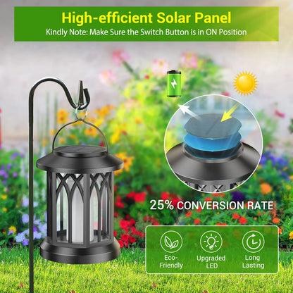 Solar Lanterns Outdoor Lights 4 Pack Waterproof Flickering Flame