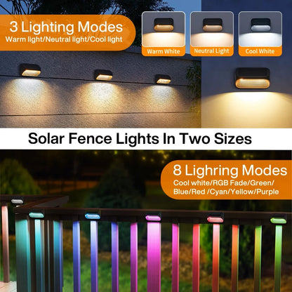 Solar Wall Lamp With RGB Modes For Outdoor Patio Deck