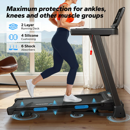 MERACH Foldable Treadmill T12 Incline Quiet With Double Deck