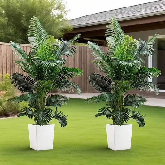 Artificial 35 Inch Palm Tree With Lifelike Leaves Indoor Outdoor