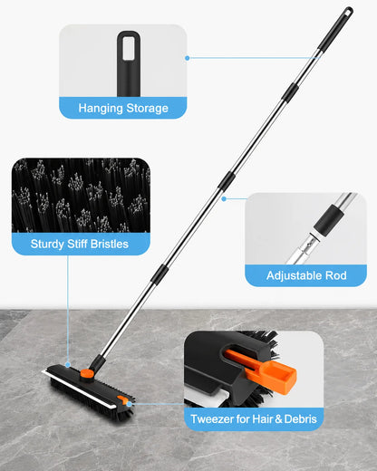 Professional Floor Scrub Brush With Squeegee For Deep Cleaning