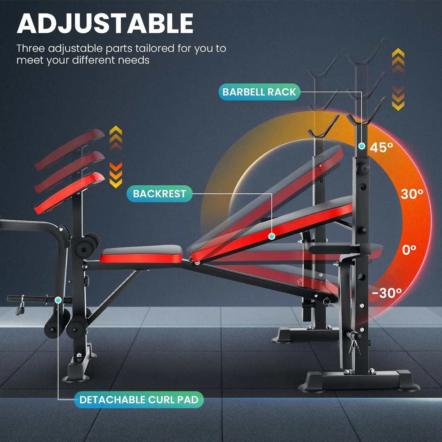 Six In One Weight Bench Set With Squat Rack And Barbell Rack