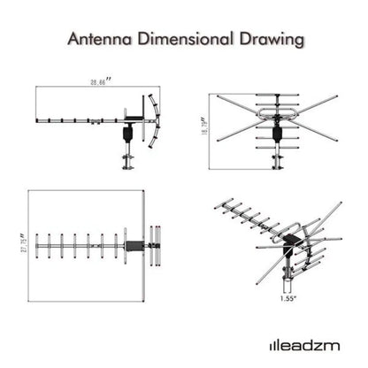 Elenxs TA-001 360 Rotation UV Antenna For 45-230 MHz And 470-860 MHz Outdoor