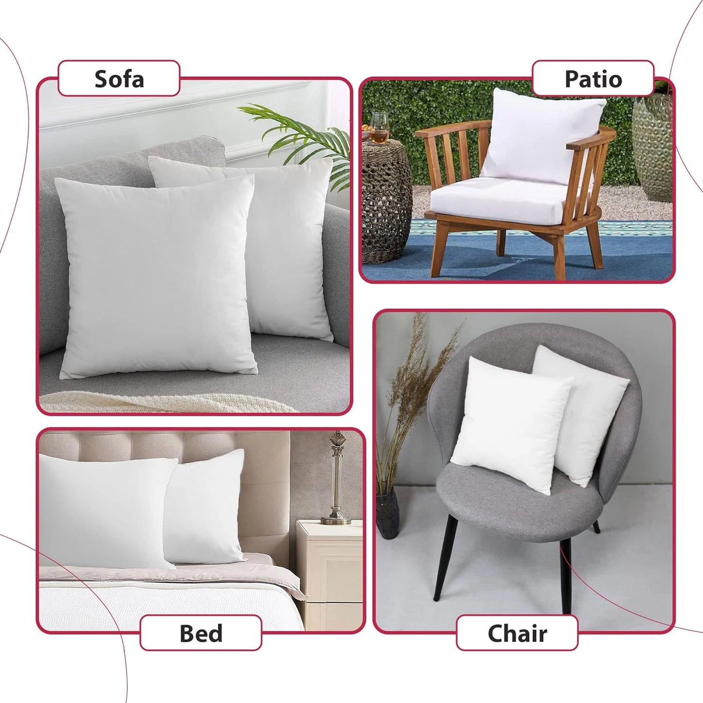 LDC Lux Decor Pillow Inserts Set Of 4 Premium Fill