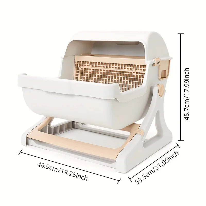 Leak Proof Durable Cat Litter Box With Removable Grid