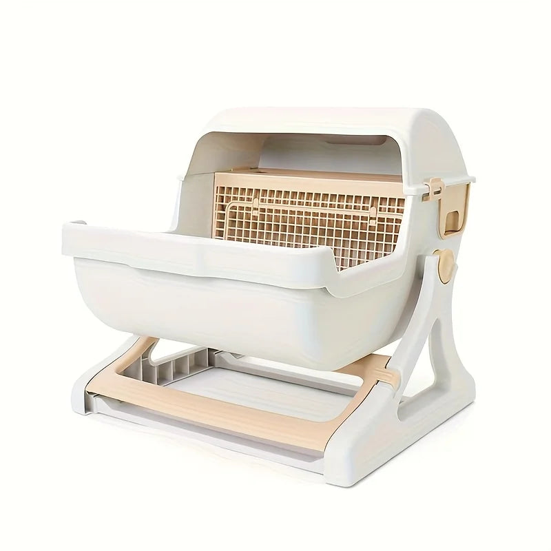 Leak Proof Durable Cat Litter Box With Removable Grid