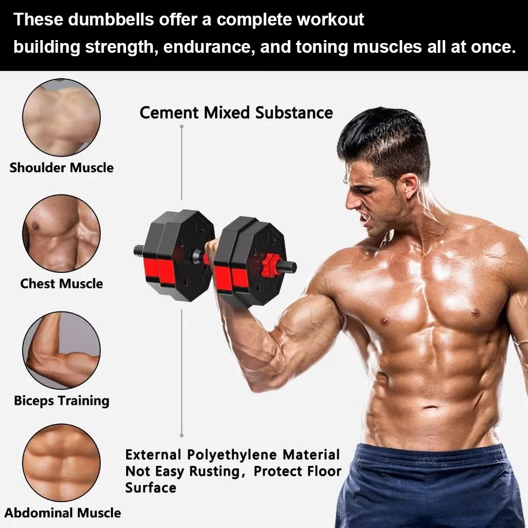 Adjustable Dumbbell To Barbell Fitness Set 3 In 1 Gym