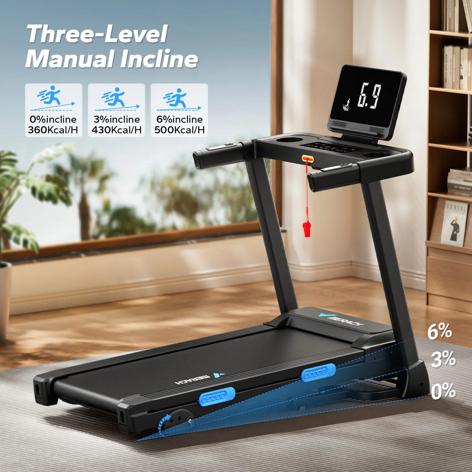 MERACH Foldable Treadmill T12 Incline Quiet With Double Deck