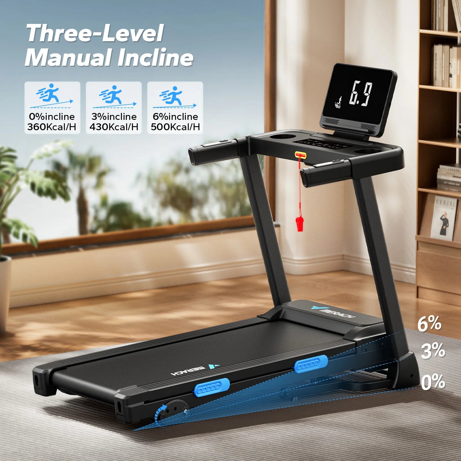 MERACH Foldable Treadmill T12 Incline Quiet With Double Deck