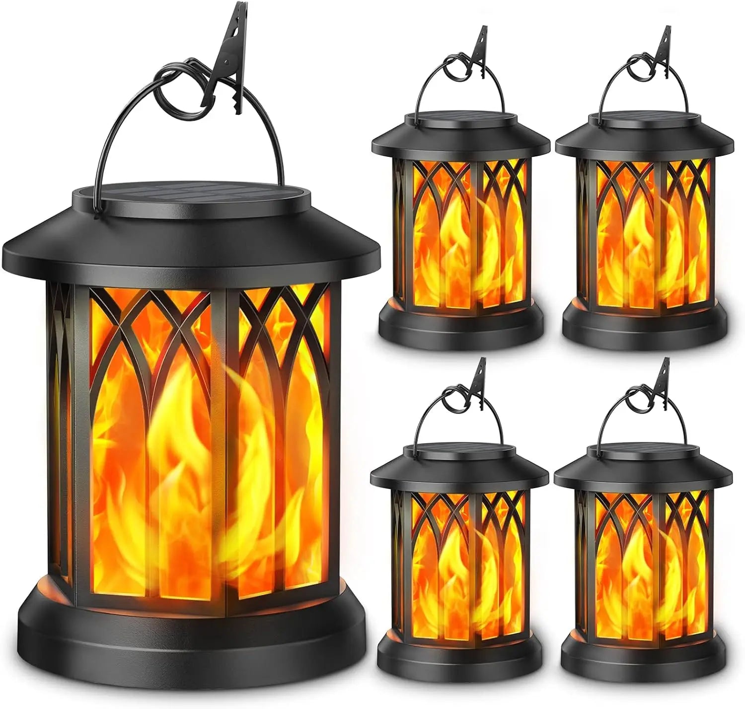 Solar Lanterns Outdoor Lights 4 Pack Waterproof Flickering Flame