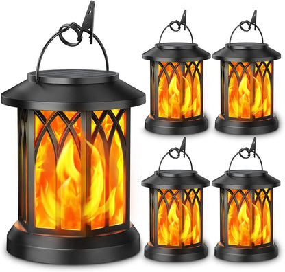 Solar Lanterns Outdoor Lights 4 Pack Waterproof Flickering Flame