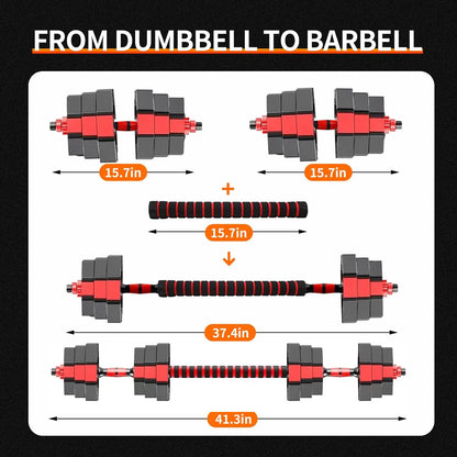 Adjustable Dumbbell To Barbell Fitness Set 3 In 1 Gym