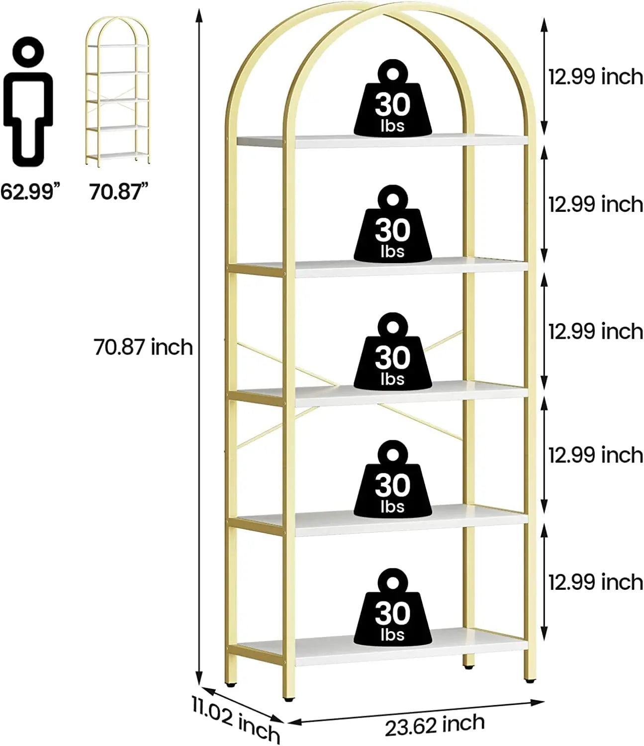 Industrial 5 Tier Bookshelf With Metal Frame For Office Storage