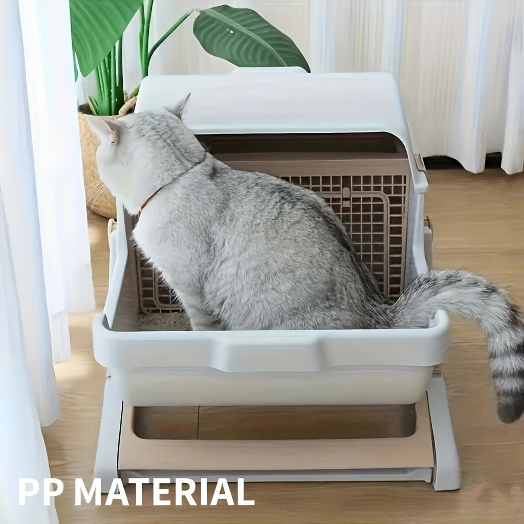 Leak Proof Durable Cat Litter Box With Removable Grid