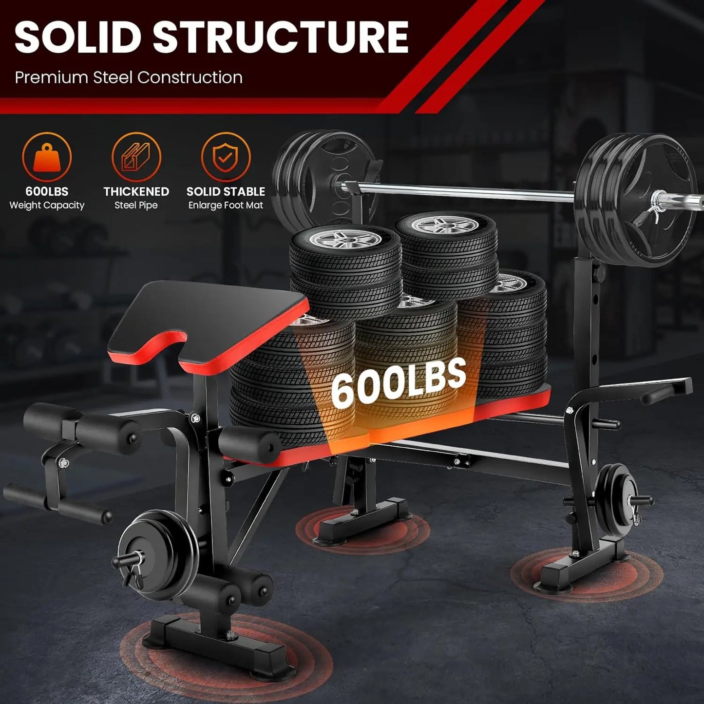 Six In One Weight Bench Set With Squat Rack And Barbell Rack