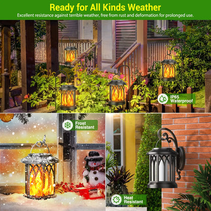 Solar Lanterns Outdoor Lights 4 Pack Waterproof Flickering Flame