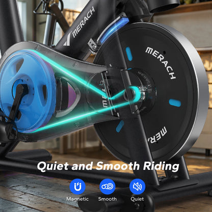 MERACH Magnetic Stationary Bike with App Low Noise Indoor Cycling
