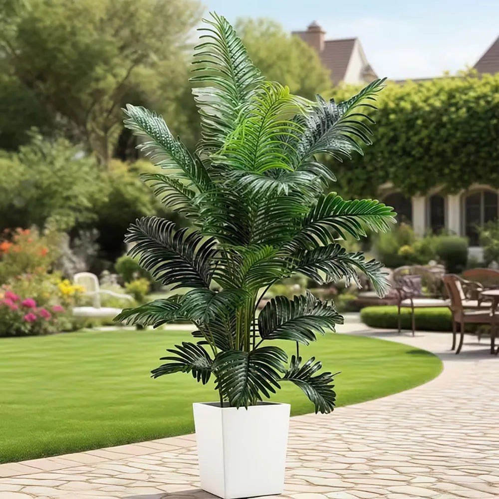 Artificial 35 Inch Palm Tree With Lifelike Leaves Indoor Outdoor
