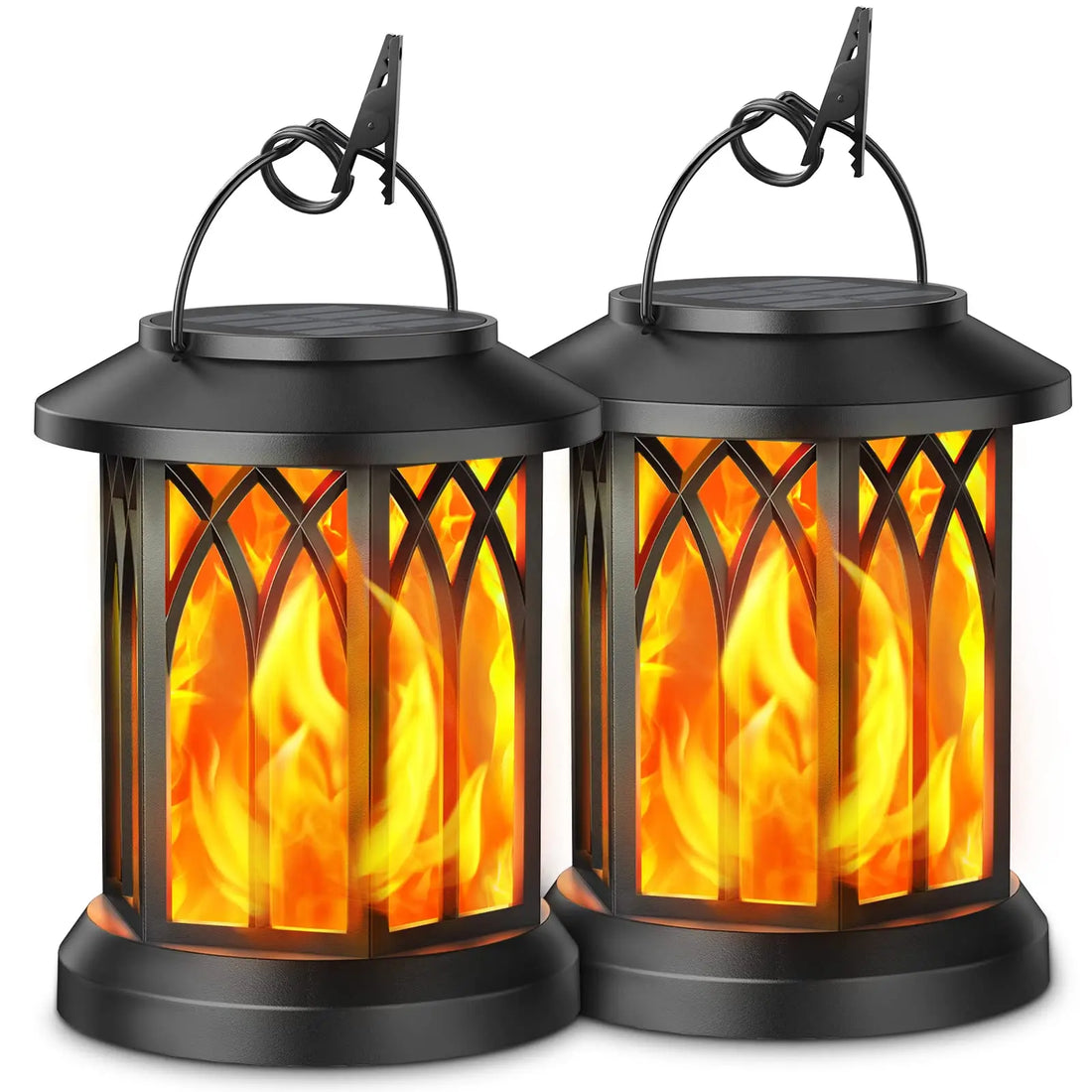 Solar Lanterns Outdoor Lights 4 Pack Waterproof Flickering Flame