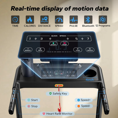MERACH Foldable Treadmill T12 Incline Quiet With Double Deck