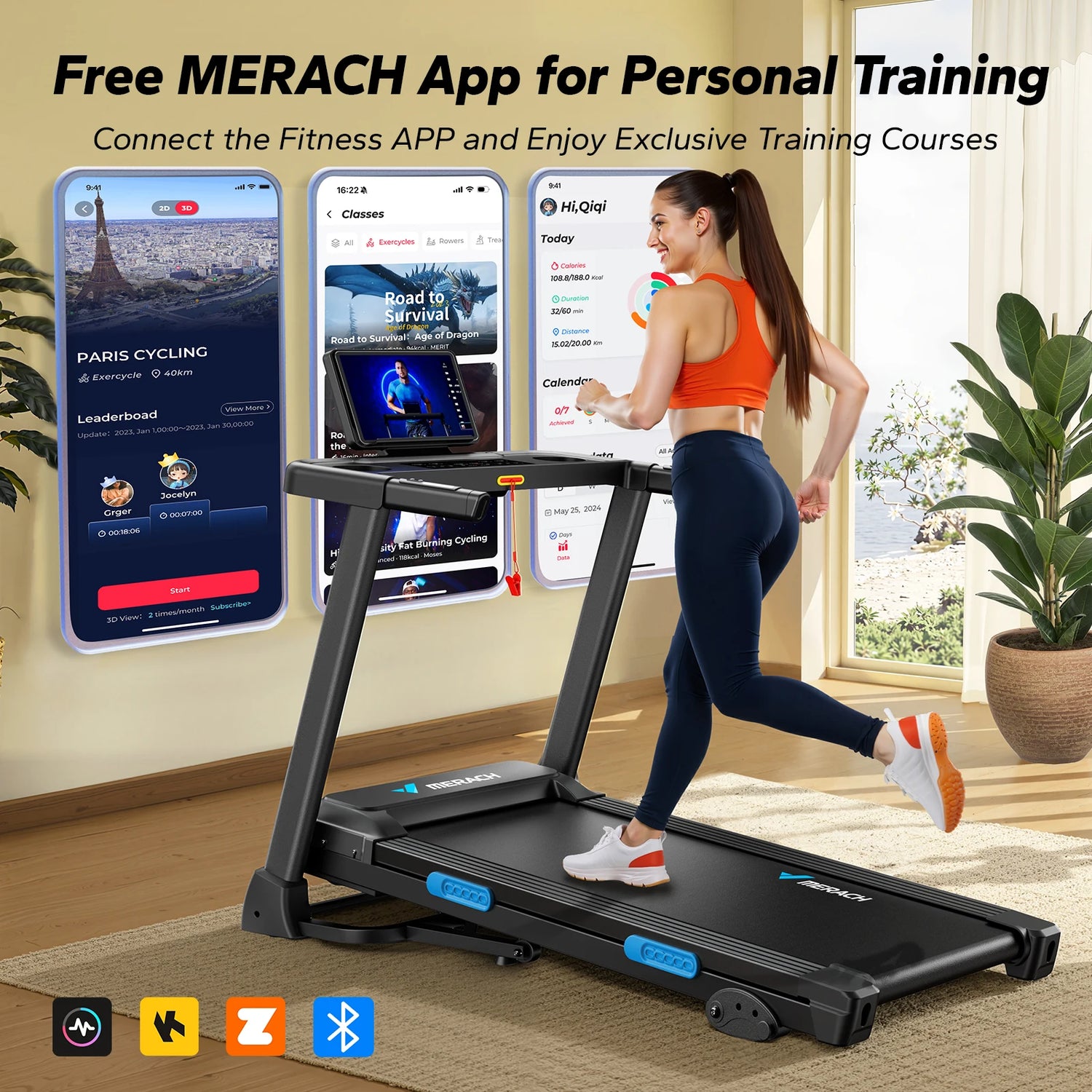 MERACH Foldable Treadmill T12 Incline Quiet With Double Deck