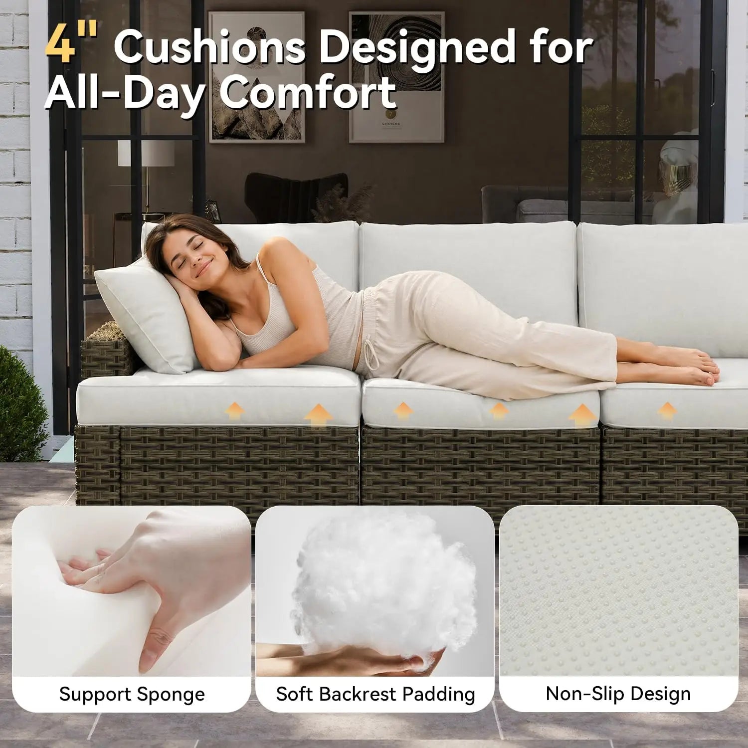 AOXUN Nordivale 9 Piece Outdoor Patio Furniture Set Cushions