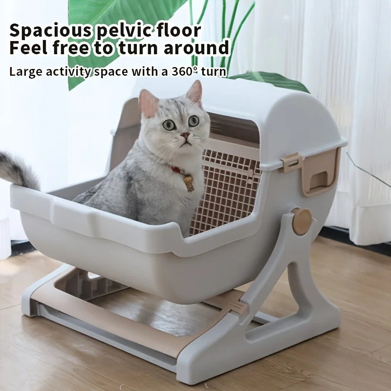 Leak Proof Durable Cat Litter Box With Removable Grid
